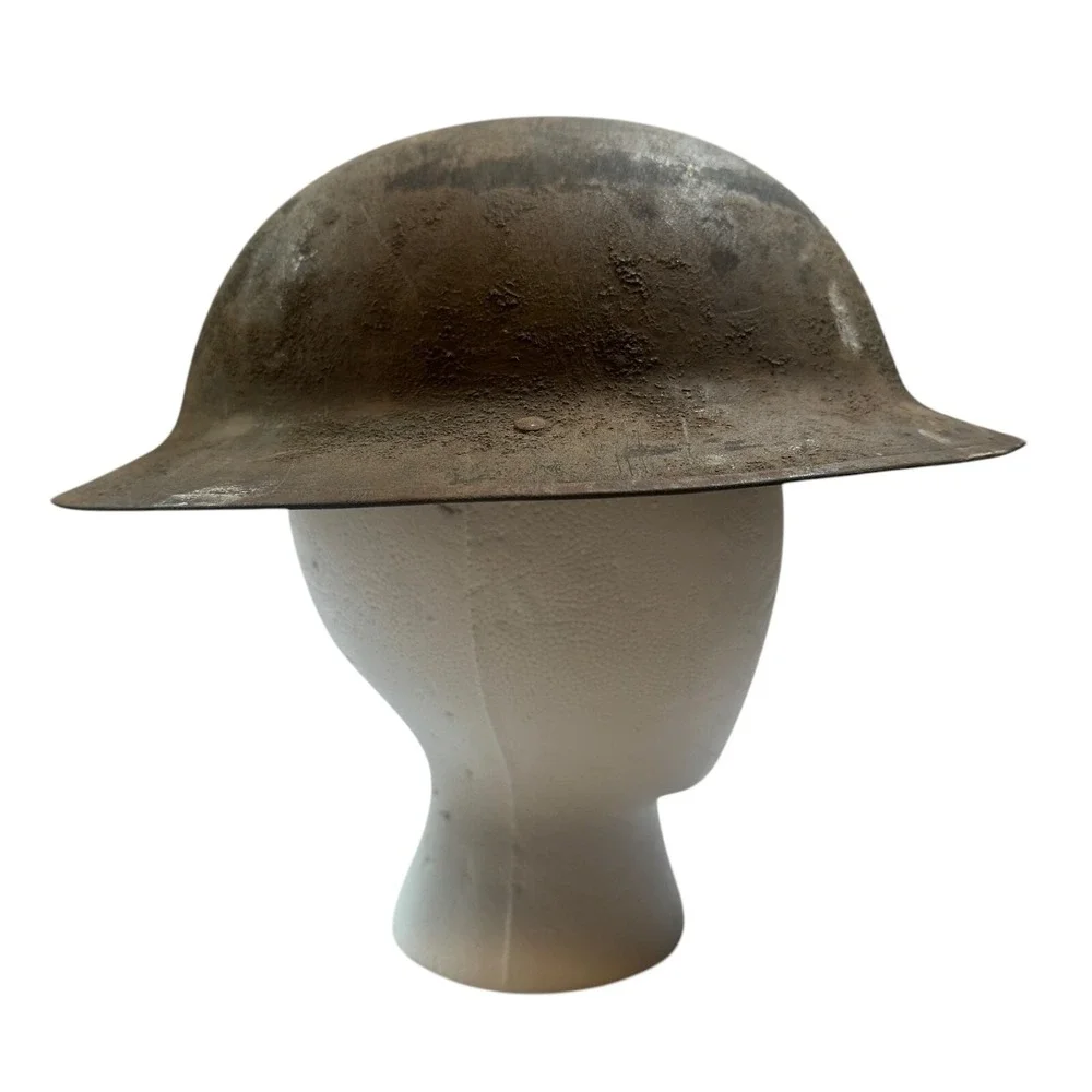 Original WW1 Doughboy M1917 Helmet with Satchel Stamped R/V 34 Red Paint  - Read